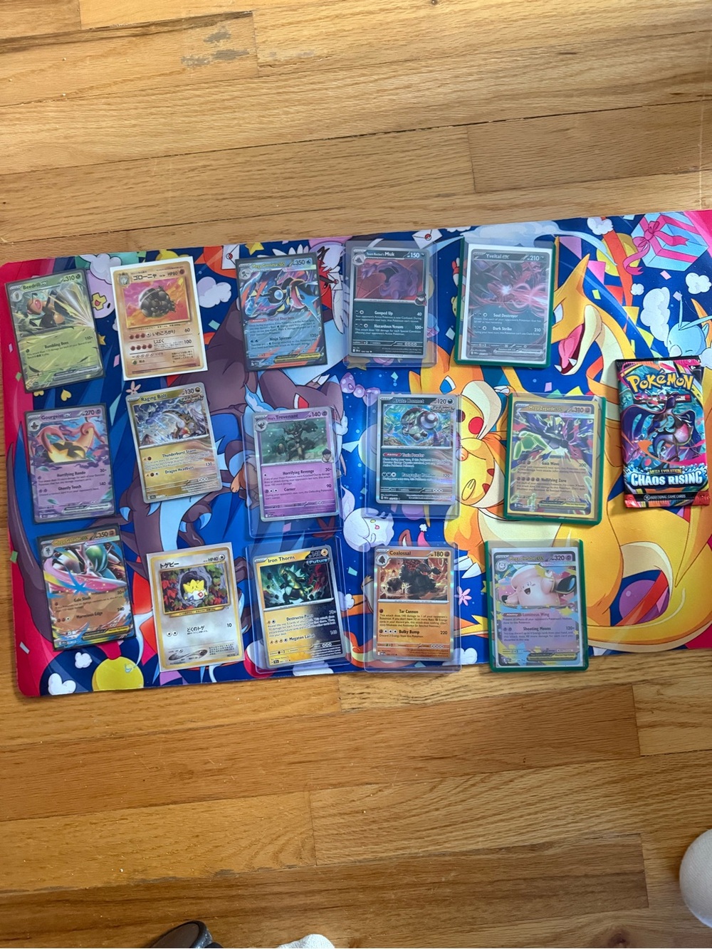 Pokémon TCG Card Lot W/ Greninja Playmat + Chaos Rising Booster Pack Mega EX NM